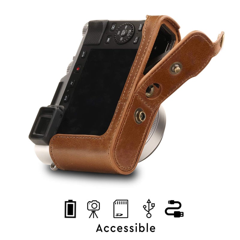 MegaGear MG1606 Ever Ready Genuine Leather Camera Case Compatible with Leica D-Lux 7 - Brown, One Size - Image 5